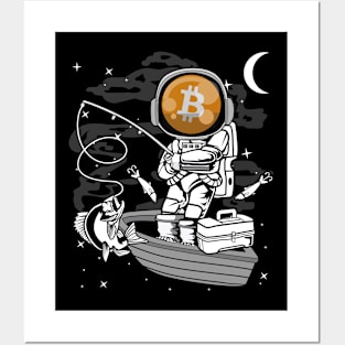 Astronaut Fishing Bitcoin BTC Coin To The Moon Crypto Token Cryptocurrency Blockchain Wallet Birthday Gift For Men Women Kids Posters and Art